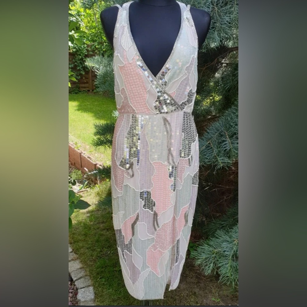 ASOS Fully Beaded mid length dress with slit